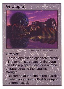 Need: 0    Want: 5    Have: 8    Will Trade: 0    In Storage: 2              A4 ‑ Utopia  Set: Pir  Rarity: V1    Artist: Sigmund Frye    