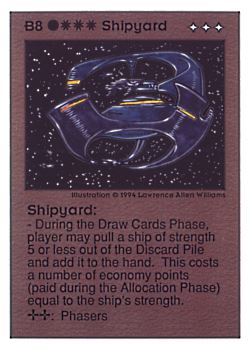           B8 ‑ Shipyard  Set: UE  Rarity: V1    Artist: Lawrence Allen Williams    