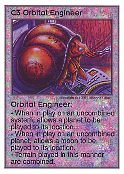 Need: 0    Want: 2    Have: 11    Will Trade: 0    In Storage: 4              C3 ‑ Orbital Engineer  Set: Pir  Rarity: V1    Artist: Lissanne Lake    