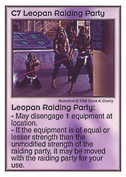 Need: 0    Want: 4    Have: 9    Will Trade: 0    In Storage: 2              C7 ‑ Leopan Raiding Party  Set: Pir  Rarity: V1    Artist: David A. Cherry    