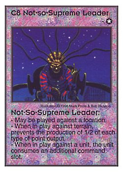 Need: 0    Want: 2    Have: 11    Will Trade: 0    In Storage: 4              C8 ‑ Not‑So‑Supreme Leader  Set: Pir  Rarity: V1    Artist: Mark Poole & Bob Wesson    