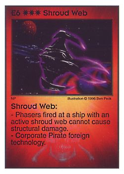 Need: 0    Want: 3    Have: 10    Will Trade: 0    In Storage: 3              E6 ‑ Shroud Web  Set: Pir  Rarity: V1    Artist: Ben Peck    
