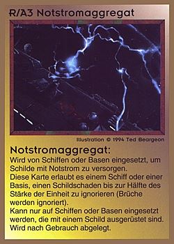           R/A3 ‑ Emergency Power (Notstromaggregat)  Set: GGB  Rarity: C2    Artist: Ted Beargeon    