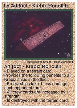          L6 ‑ Artifact ‑ Krebiz Monolith  Set: NE  Rarity: R1    Artist: N. Taylor Blanchard    