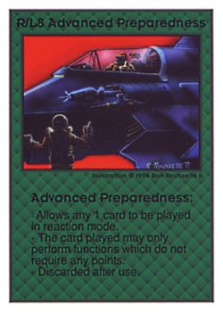           R/L8 ‑ Advanced Preparedness  Set: UE  Rarity: V1    Artist: Ron Rousselle II    