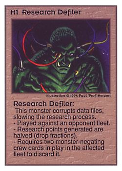          M1 ‑ Research Defiler  Set: UE  Rarity: R1    Artist: Paul 'Prof' Herbert    