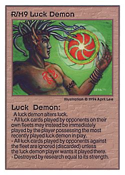           R/M9 ‑ Luck Demon  Set: UE  Rarity: V1    Artist: April Lee    