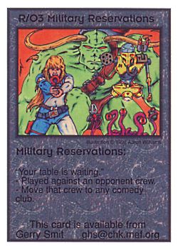           R/O3 ‑ Military Reservations  Set: Pro5  Rarity: Pro5    Artist: Aaron Williams    