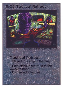           R/O5 ‑ Tactical Retreat  Set: UE  Rarity: R1    Artist: Paul 'Prof' Herbert    