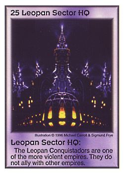 Need: 0    Want: 2    Have: 11    Will Trade: 0    In Storage: 7              HQ25 ‑ Leopan Sector HQ  Set: Pir  Rarity: V1    Artist: Michael Carroll & Sigmund Frye    