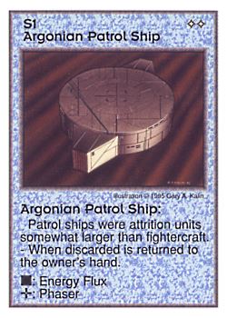           S1 ‑ Argonian Patrol Ship  Set: AT  Rarity: U1    Artist: Gary A. Kalin    