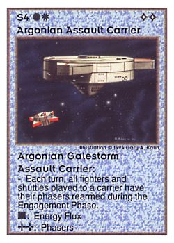           S4 ‑ Argonian Assault Carrier ‑ Argonian Galestorm Assault Carrier  Set: UE  Rarity: R4    Artist: Gary A. Kalin    