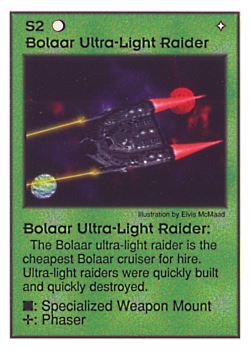           S2 ‑ Bolaar Ultra‑Light Raider  Set: Pir  Rarity: U1    Artist: Elvis McMaad    
