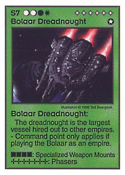 Need: 0    Want: 2    Have: 11 (+3)    Will Trade: 0    In Storage: 2              S7 ‑ Bolaar Dreadnought  Set: Pir  Rarity: V1    Artist: Ted Beargeon    